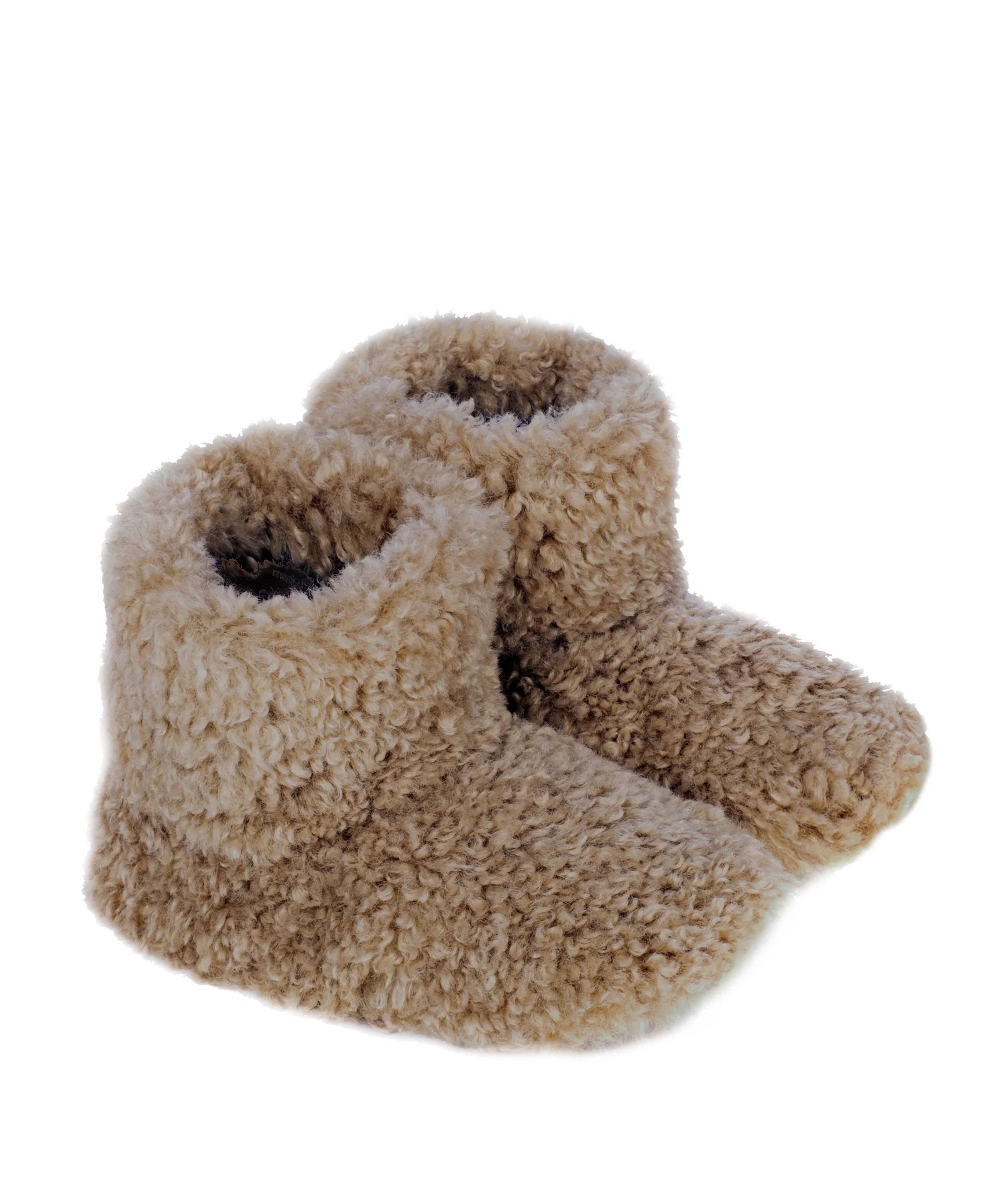 Slipper Boots - Taupe Faux Sheepskin