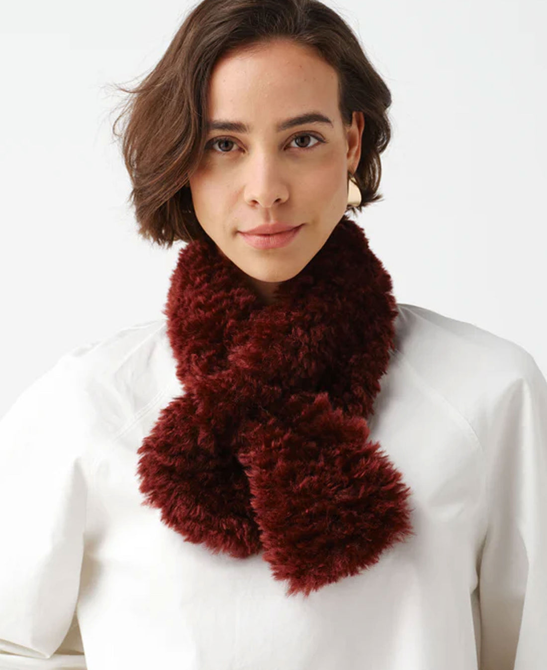 Tiptop Scarf - Burgundy Faux Sheepskin