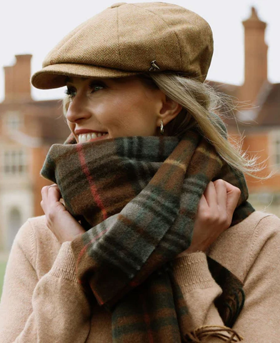 Felsham Tweed Baker Boy Cap - Russet