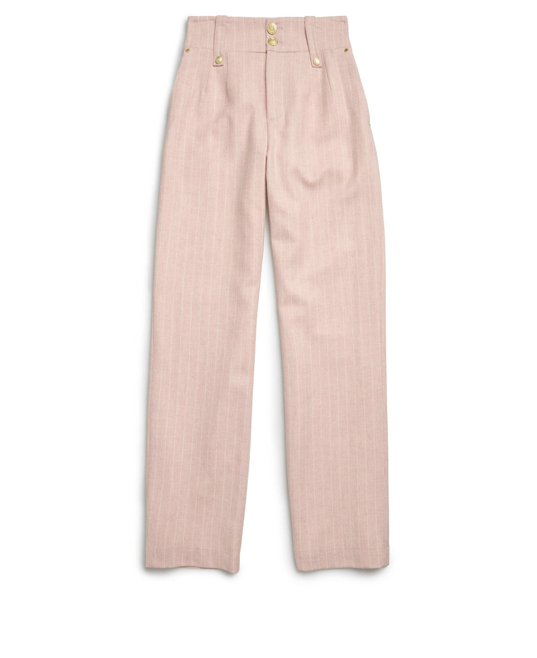 High Waisted Straight Trousers - Pink Chalk Pinstripe