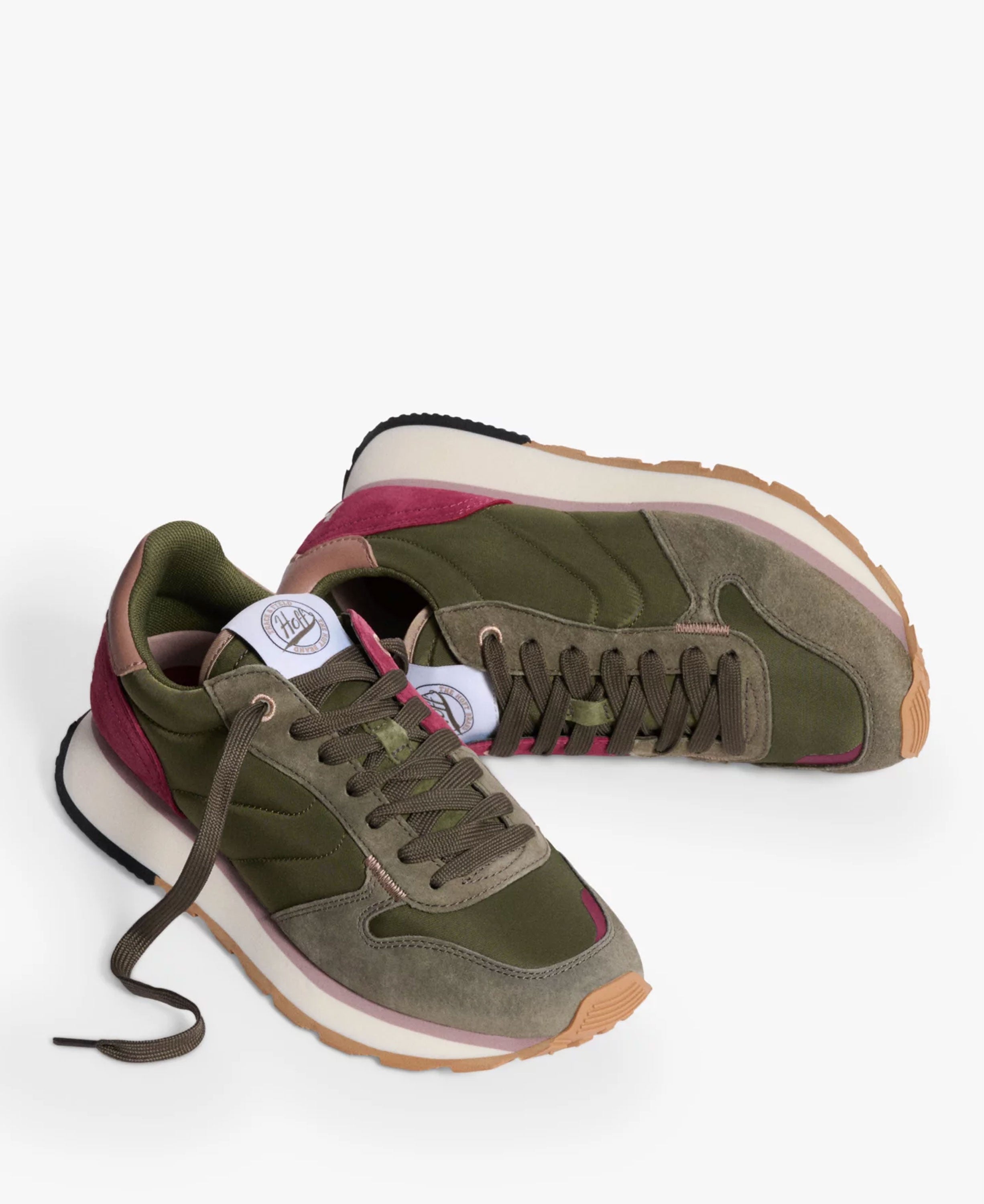 Velia Track and Field Trainers - Khaki/Burgundy