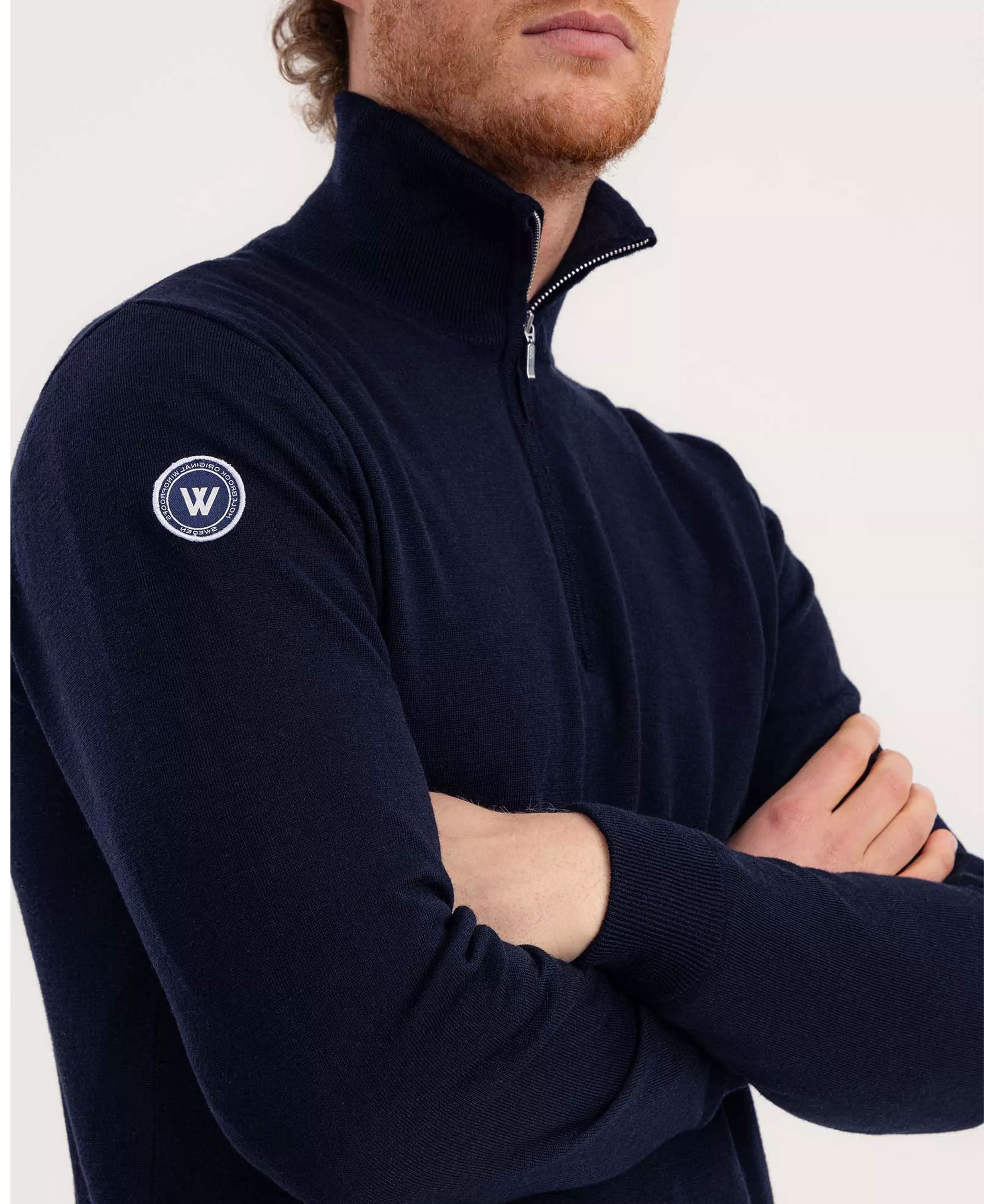 Jesper T-Neck Windproof Sweater - Dark Navy
