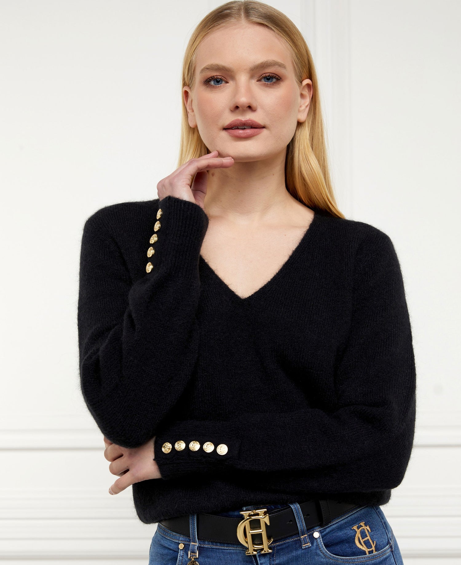 Amelia V-Neck Knit - Black