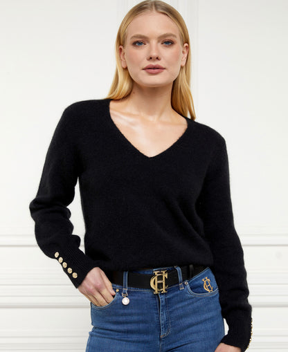 Amelia V-Neck Knit - Black