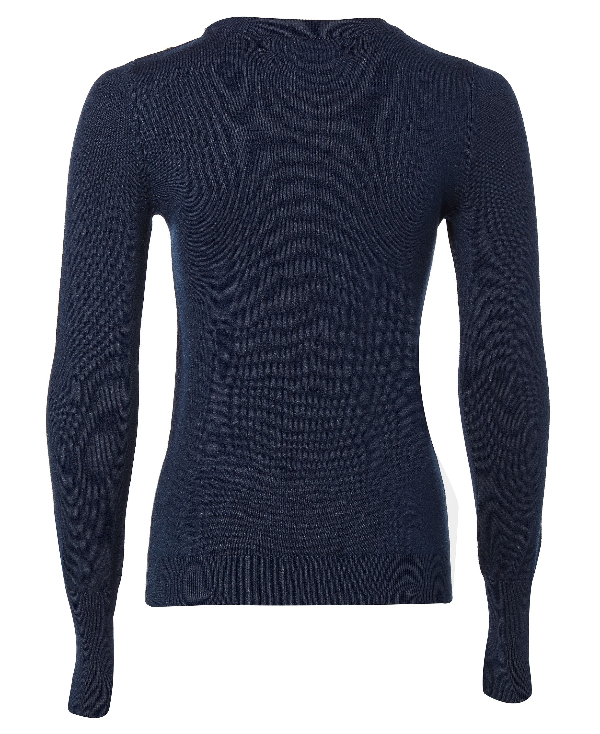 Buttoned Knit Crew Neck - Ink Navy