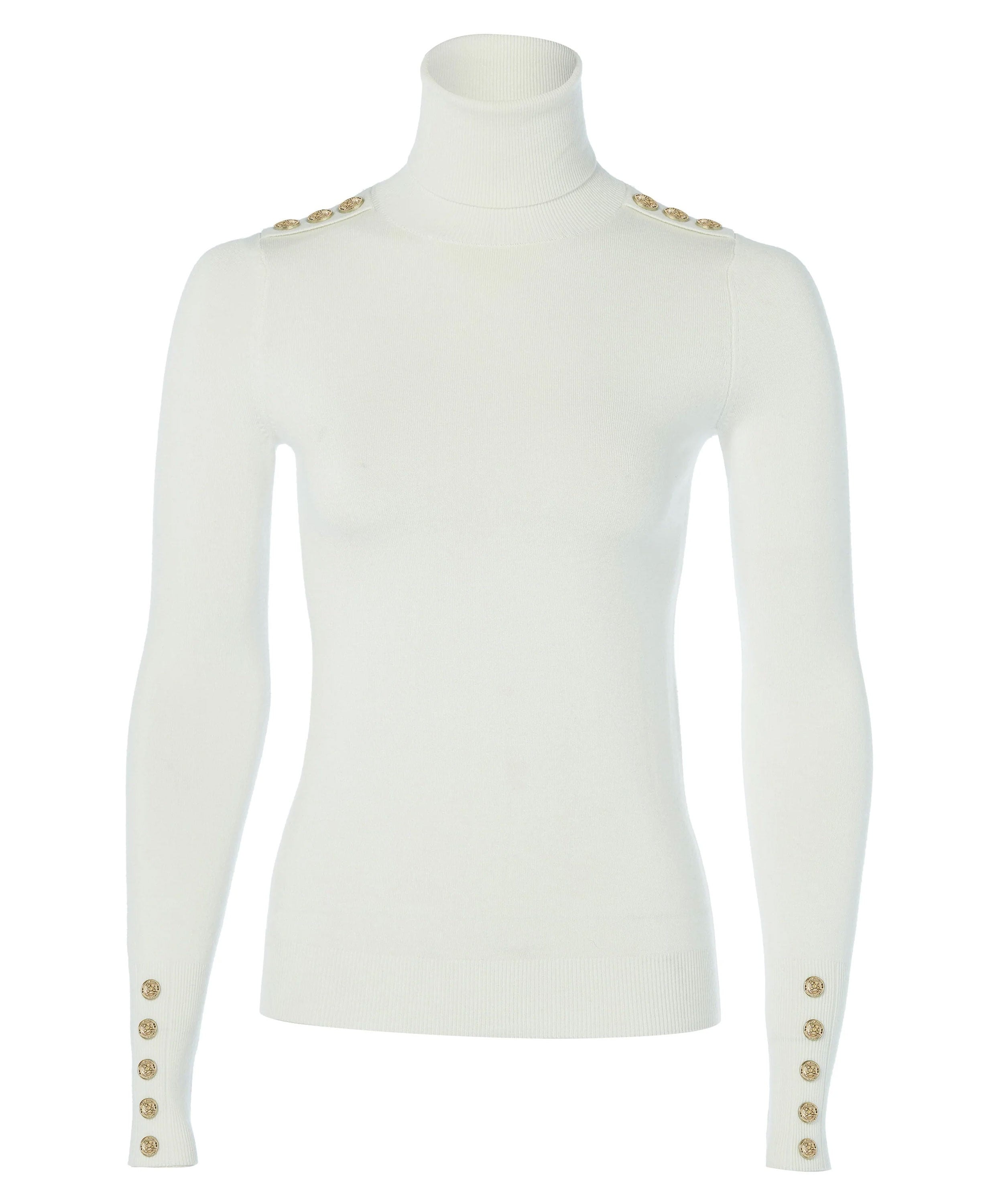 Landmark | Holland Cooper Buttoned Knit Roll Neck in Cream