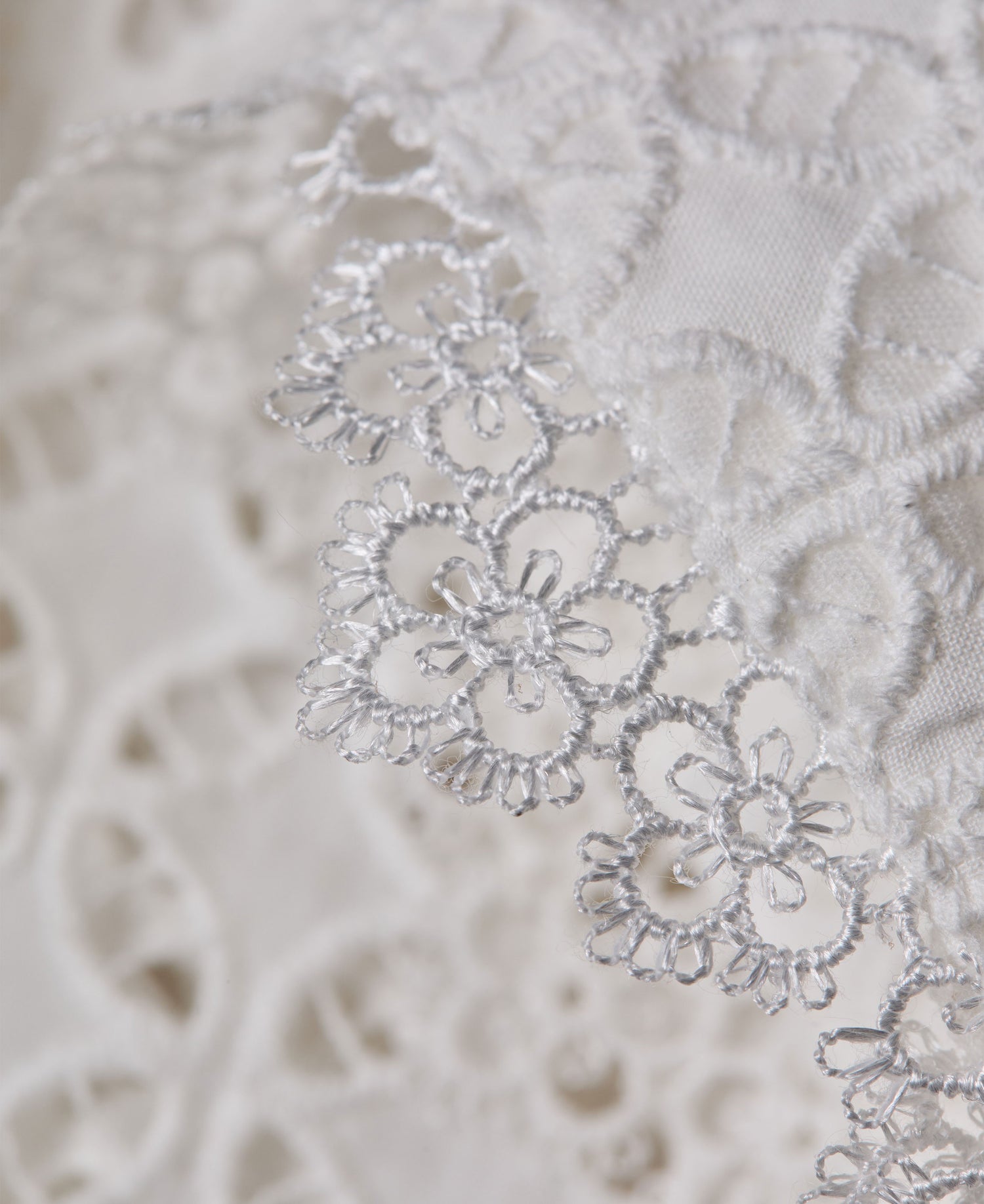 Collarless Broderie Shirt - White