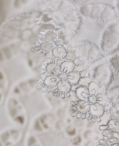 Collarless Broderie Shirt - White