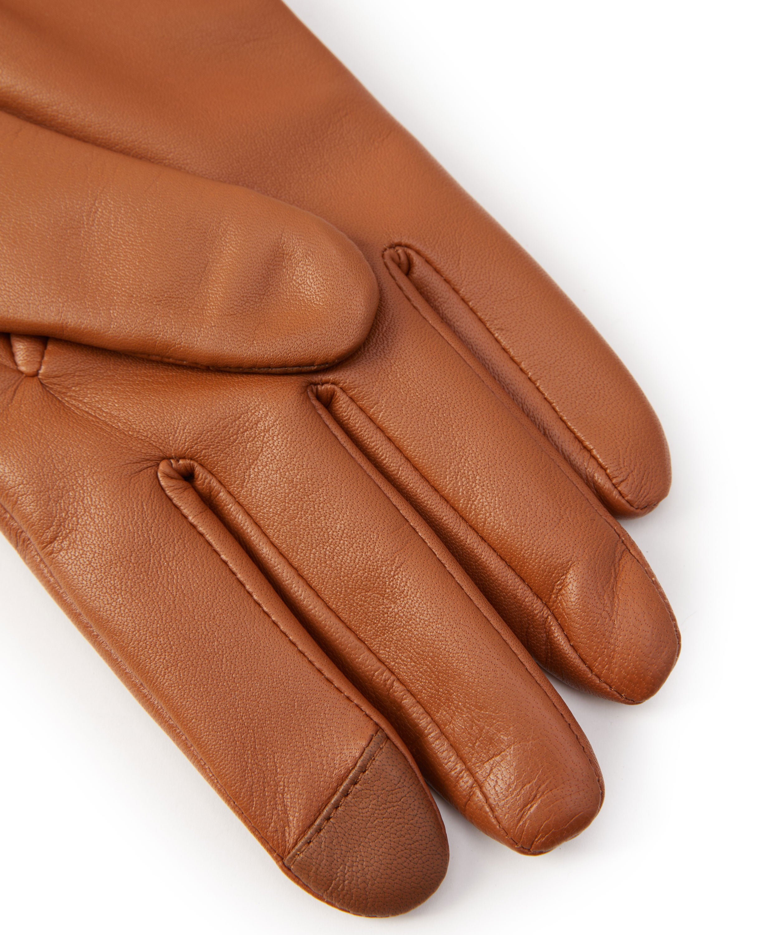 Contrast Leather Gloves - Tan/Ink Navy