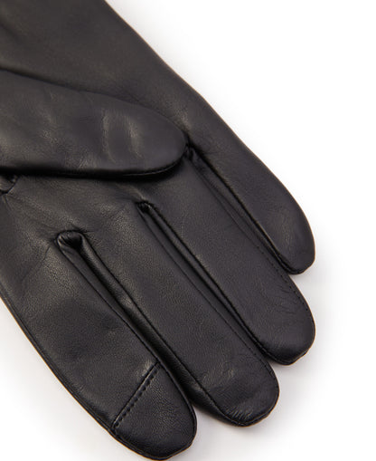 Contrast Leather Gloves - Black/Tan