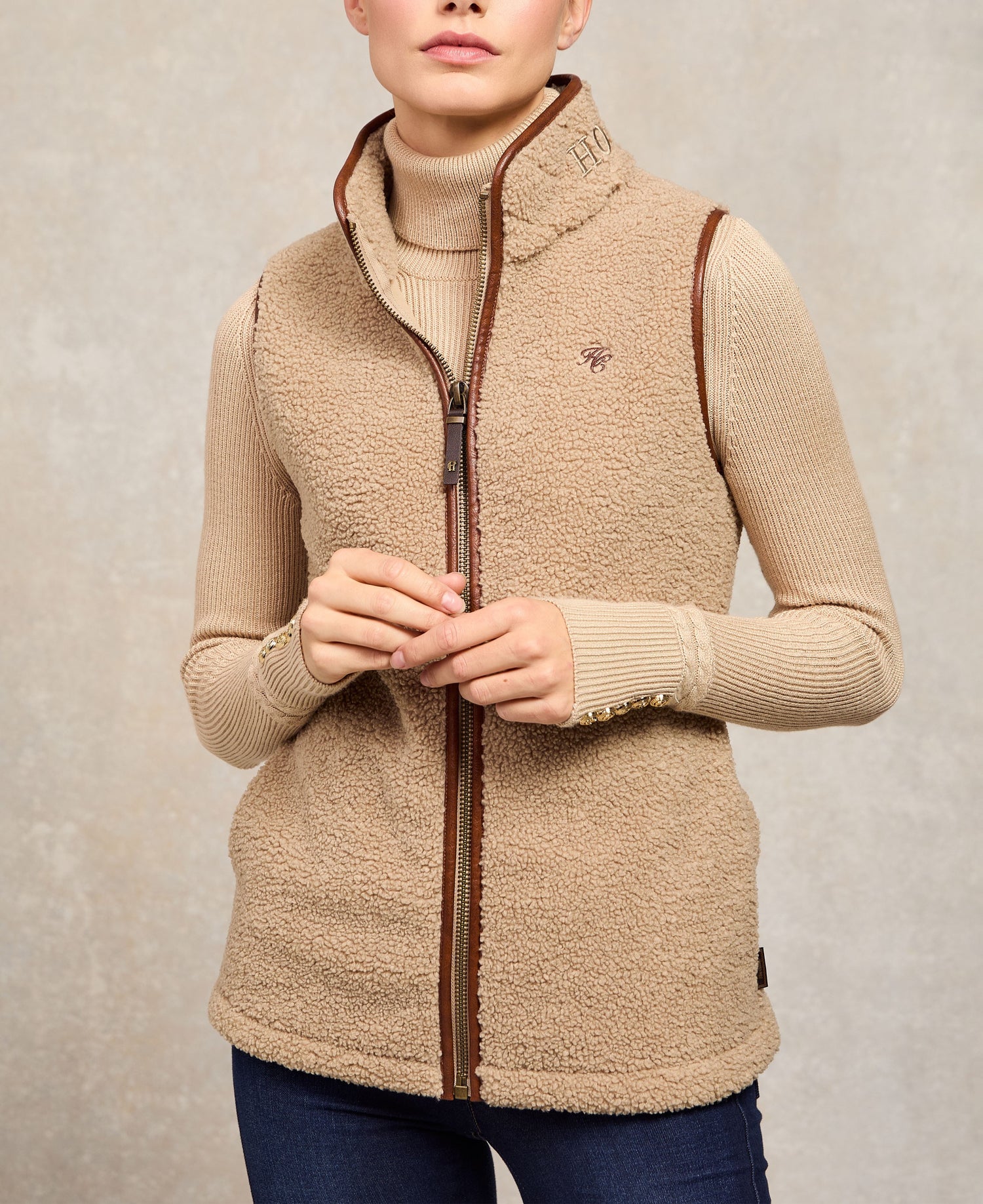 Country Fleece Gilet - Natural Borg