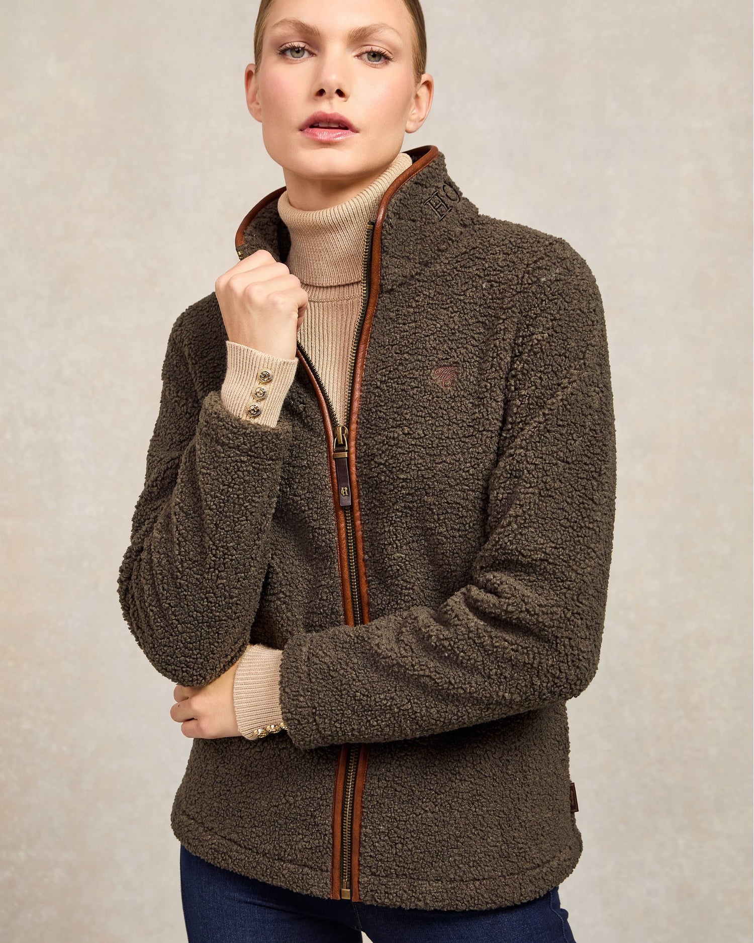 Country Fleece Jacket - Khaki Borg