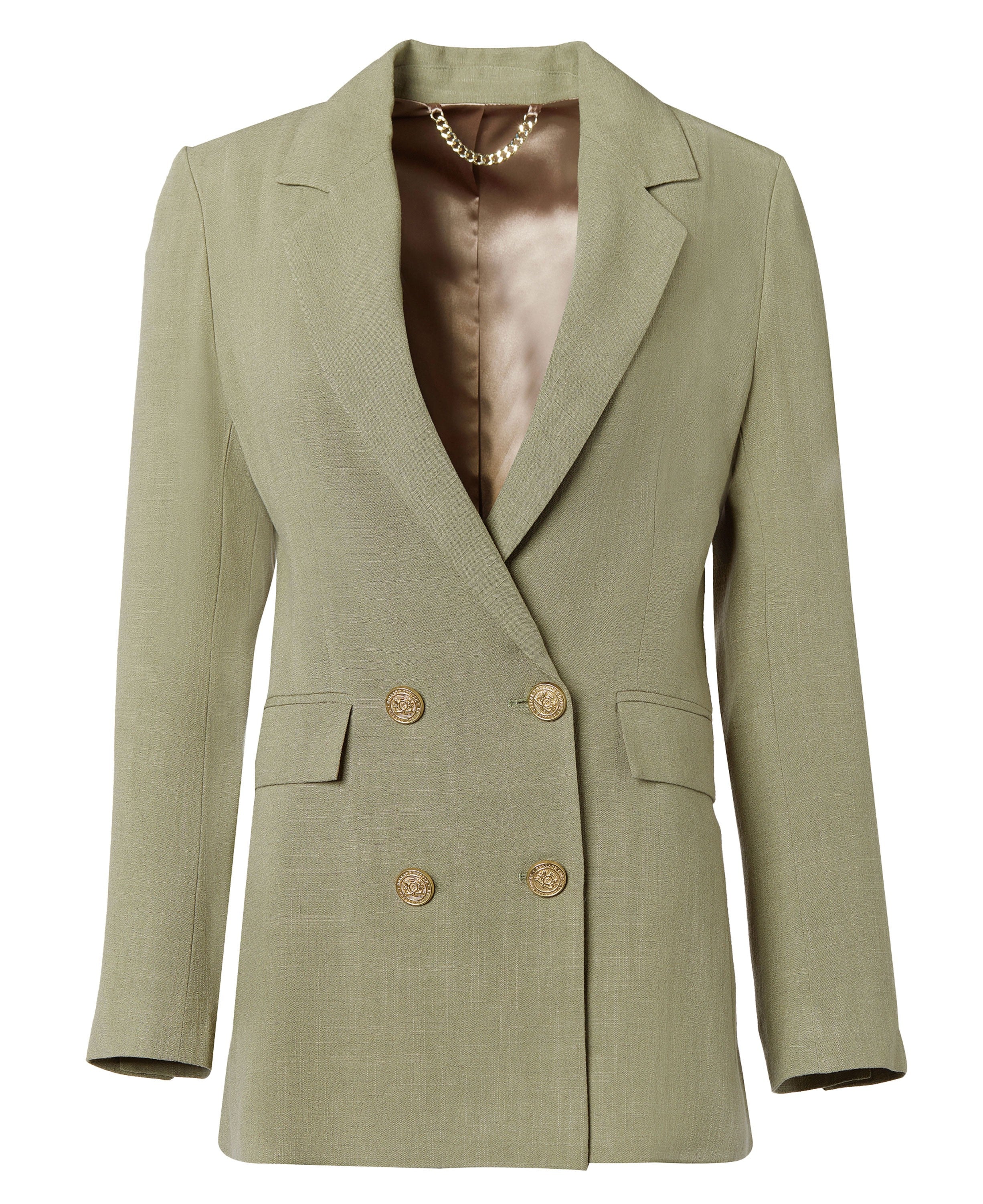 Double Breasted Blazer - Sage Linen