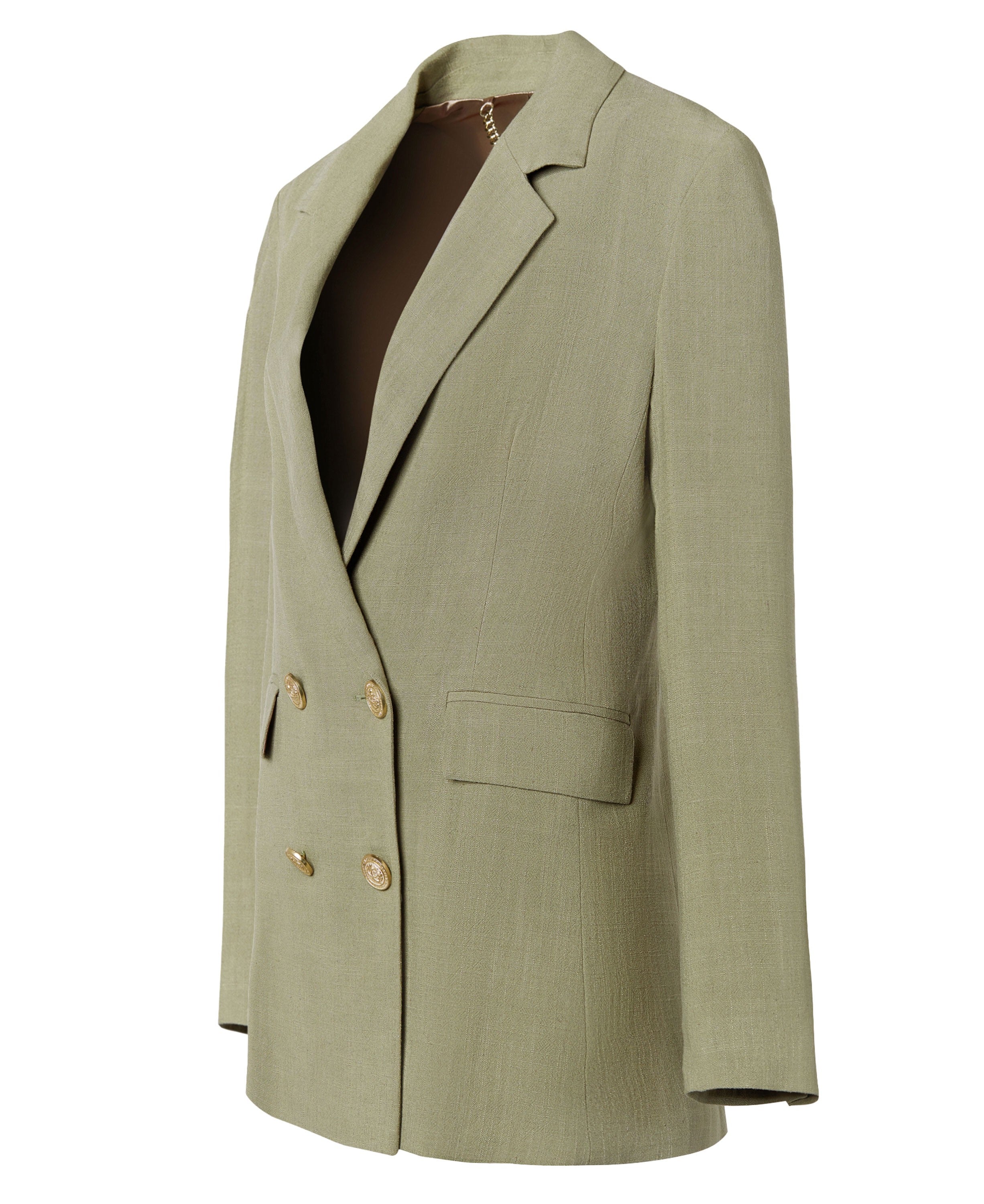 Double Breasted Blazer - Sage Linen