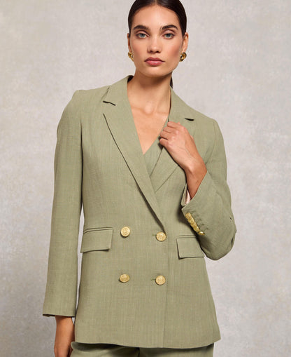 Double Breasted Blazer - Sage Linen