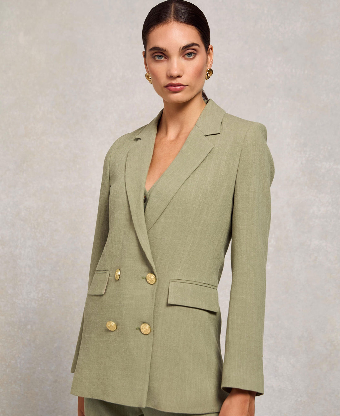 Double Breasted Blazer - Sage Linen