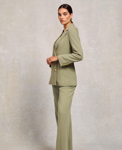 Double Breasted Blazer - Sage Linen