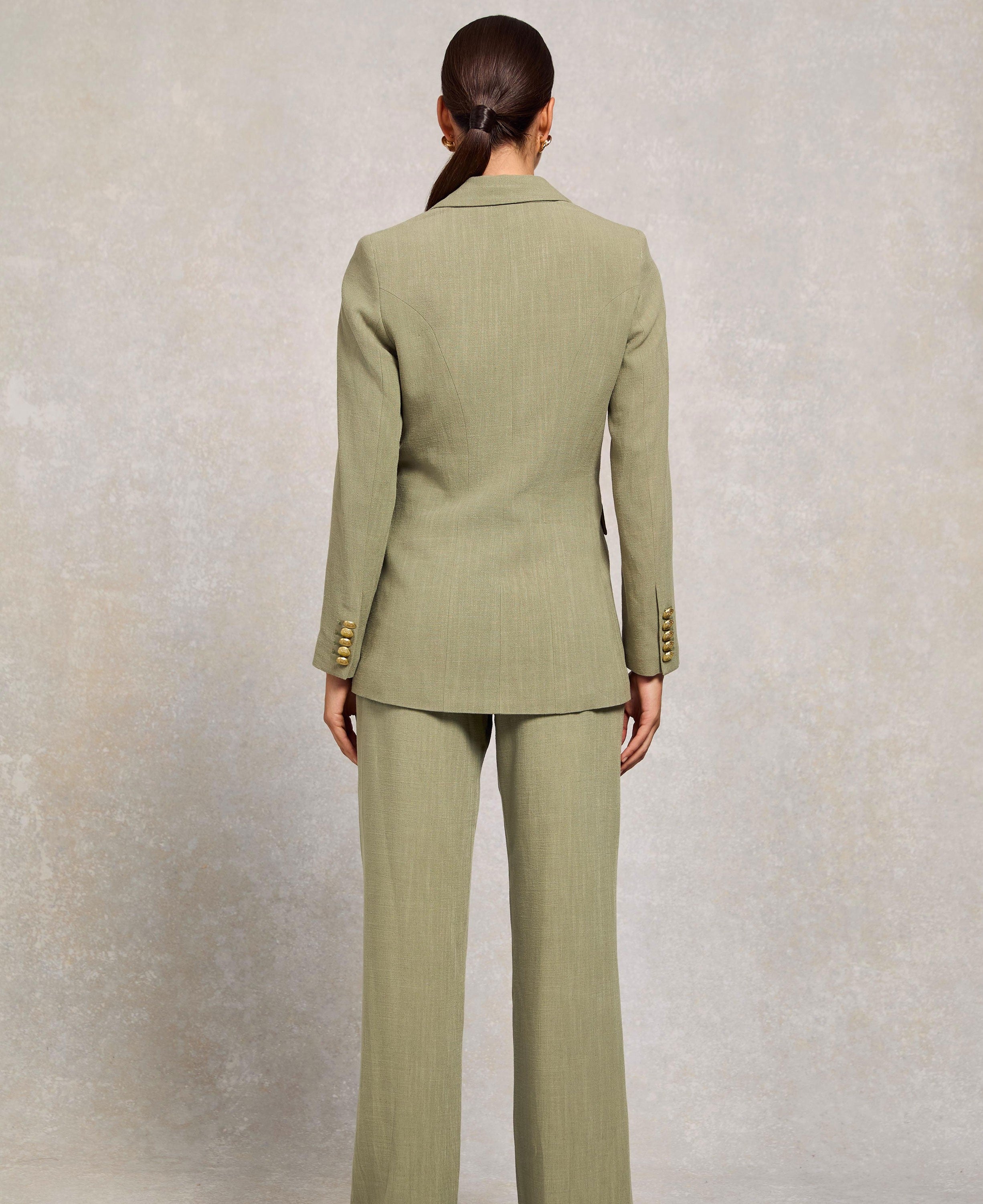 Double Breasted Blazer - Sage Linen