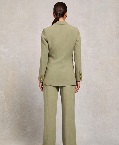 Double Breasted Blazer - Sage Linen