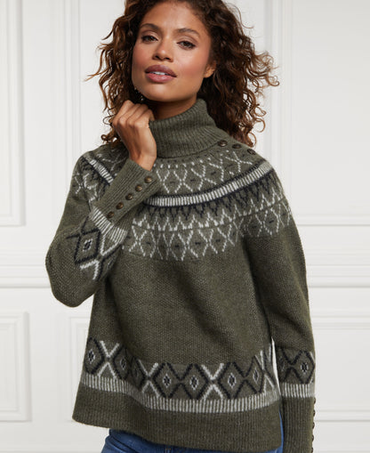 Fairisle Knit Jumper - Khaki