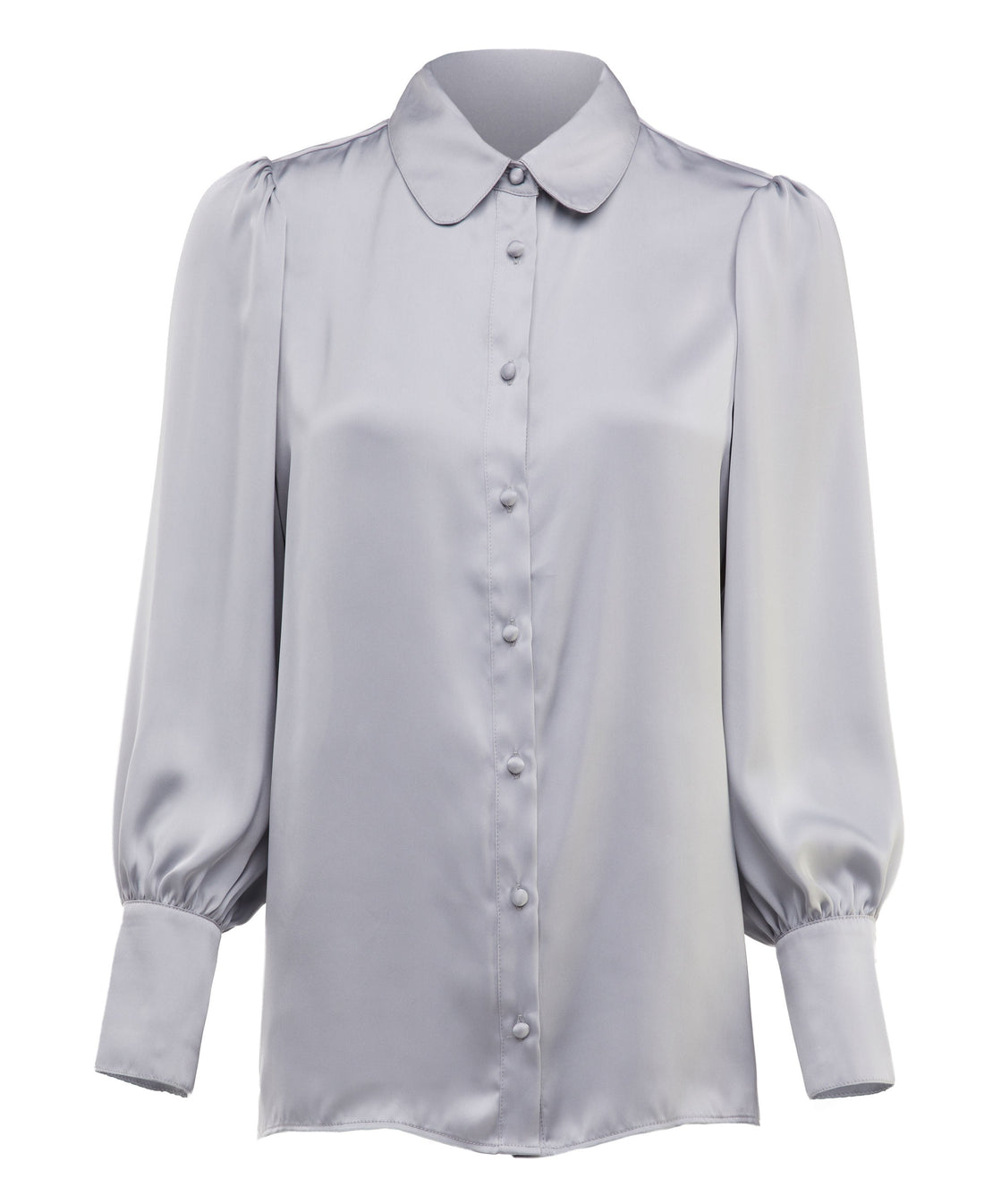 Isla Satin Shirt - Silver Grey