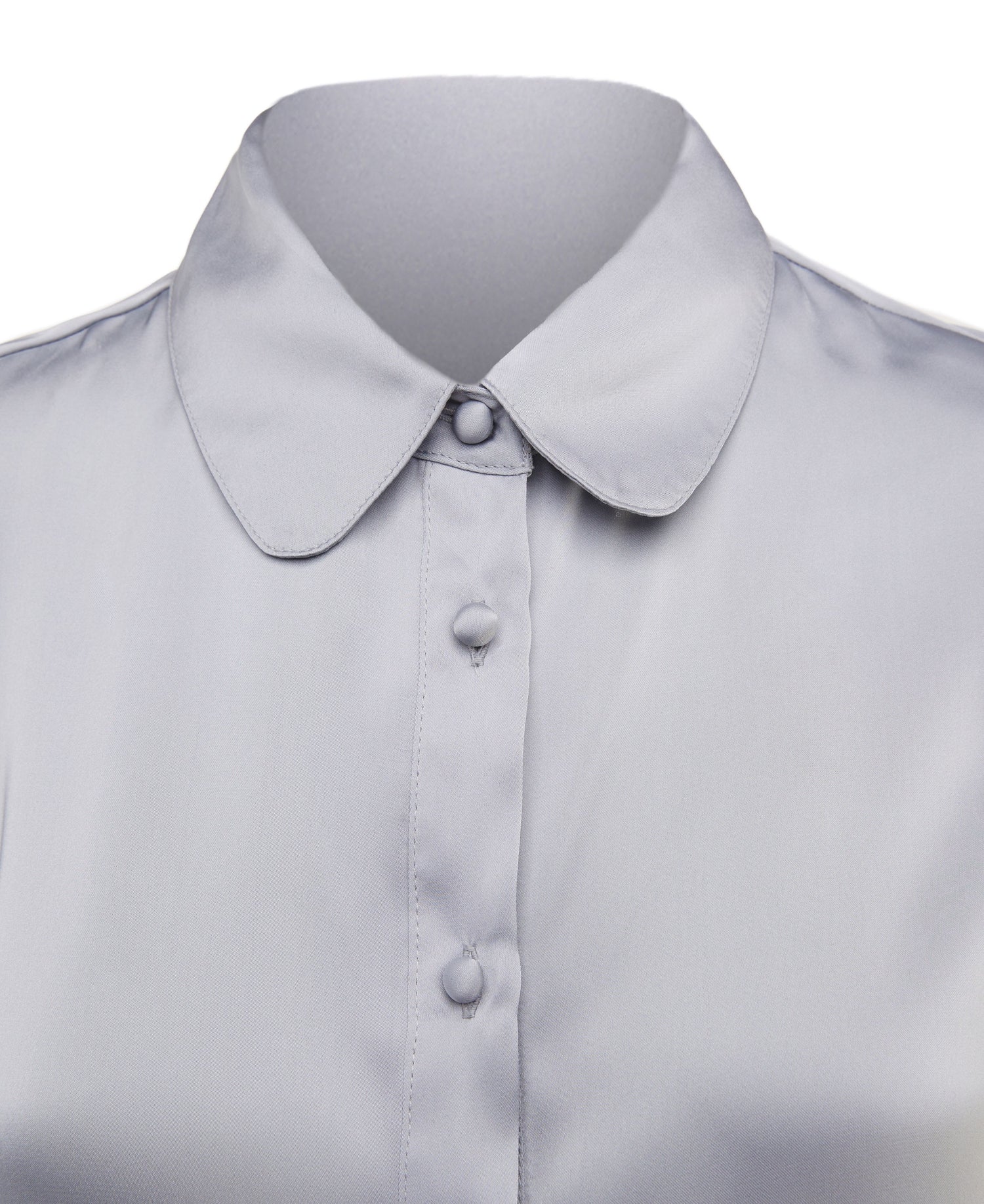 Isla Satin Shirt - Silver Grey