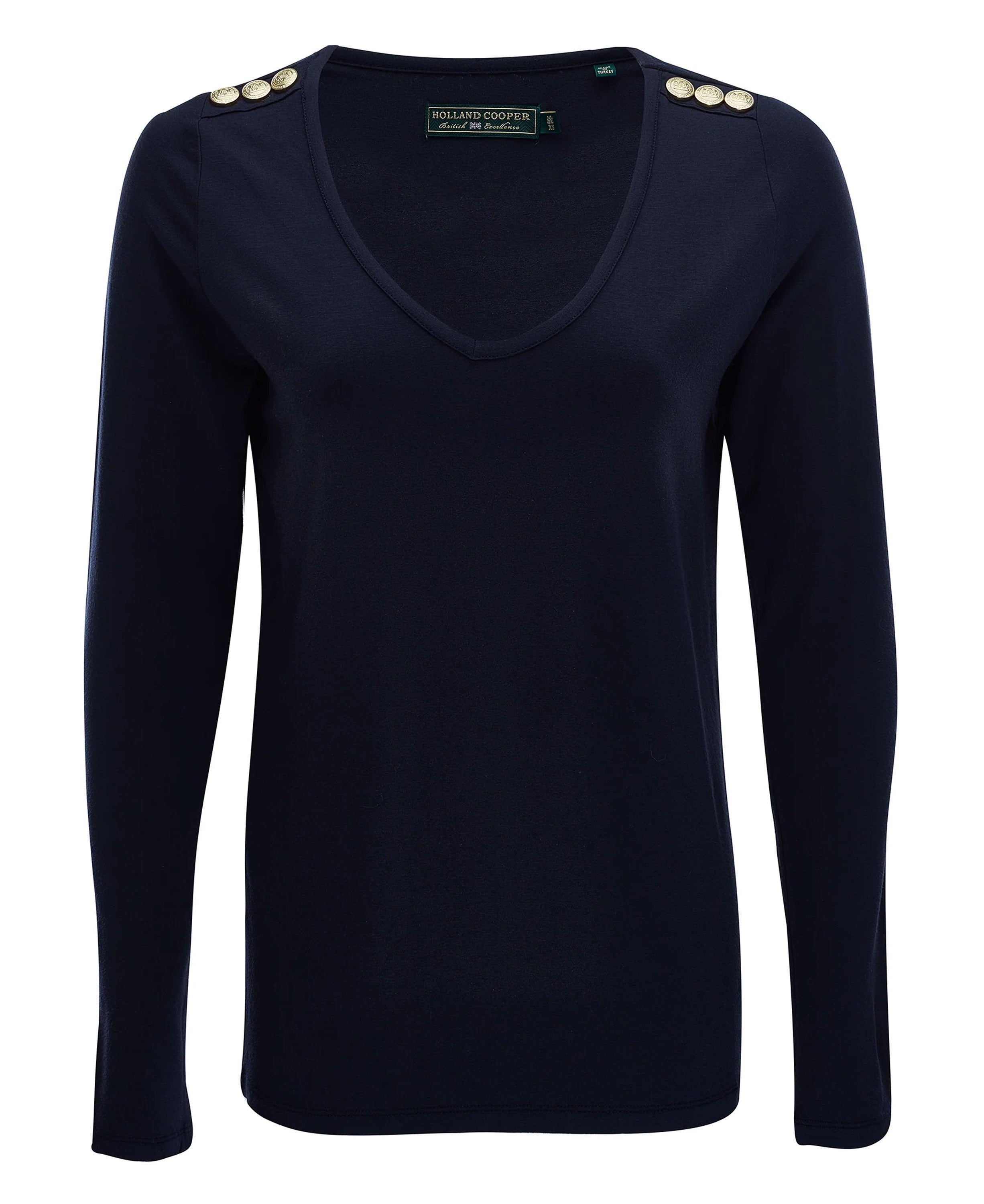 Landmark | Holland Cooper Long Sleeve V-Neck Tee in Ink Navy