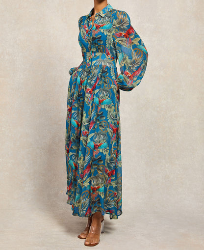 Paros Shirt Dress - Macaw Cobalt