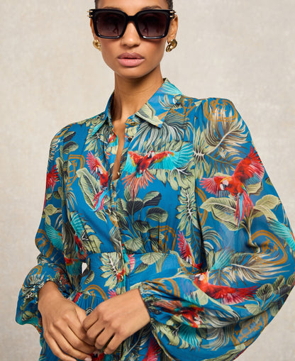 Paros Shirt Dress - Macaw Cobalt
