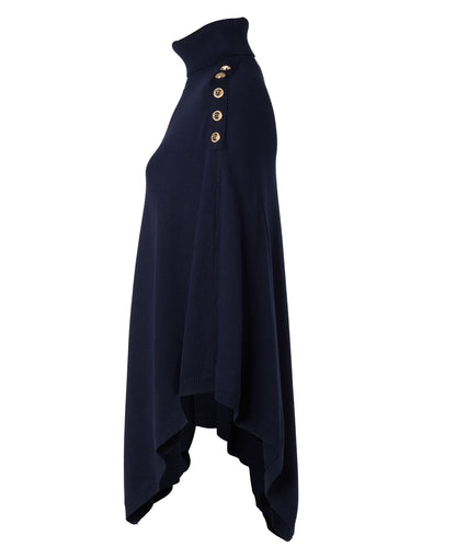 Roll Neck Cape - Ink Navy