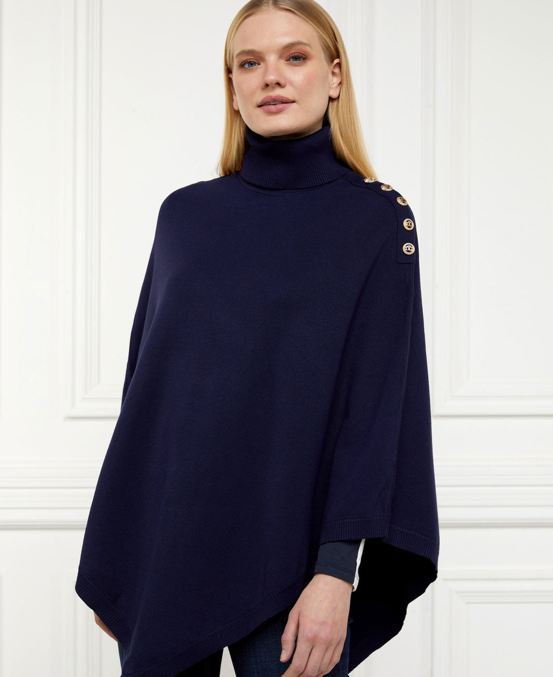 Roll Neck Cape - Ink Navy