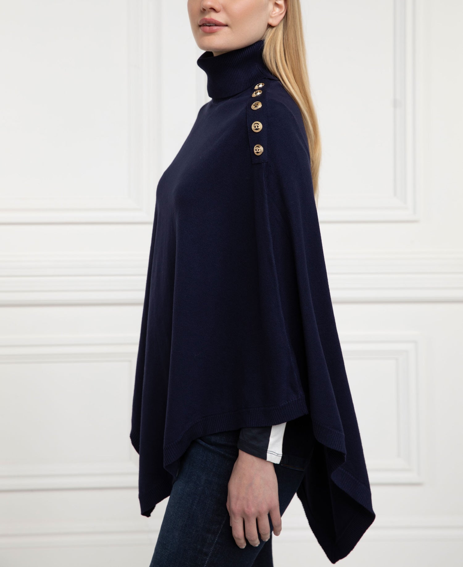 Roll Neck Cape - Ink Navy