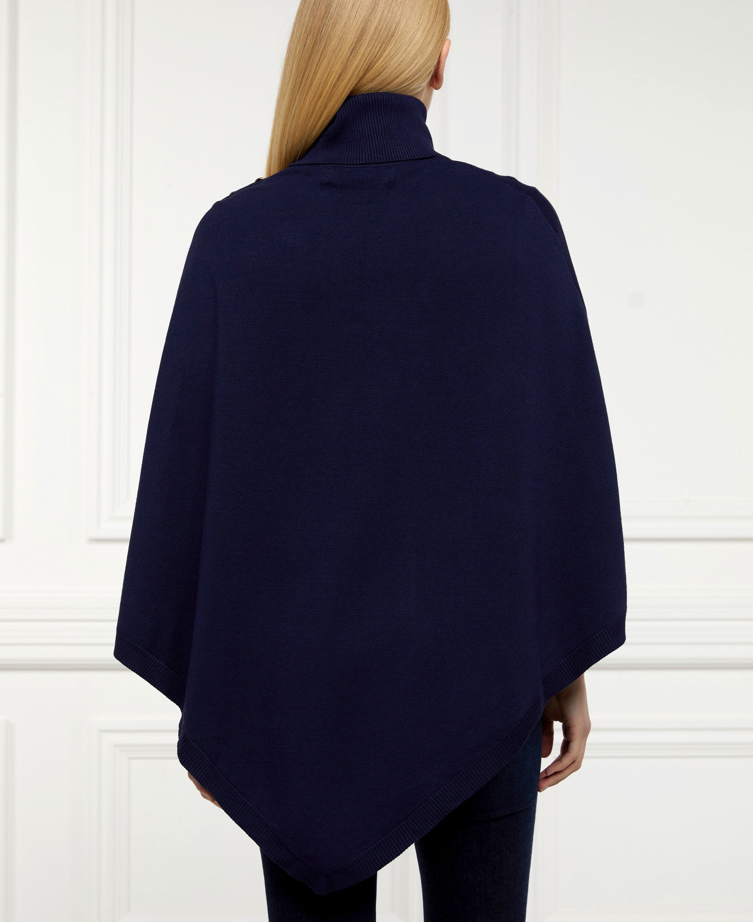 Roll Neck Cape - Ink Navy