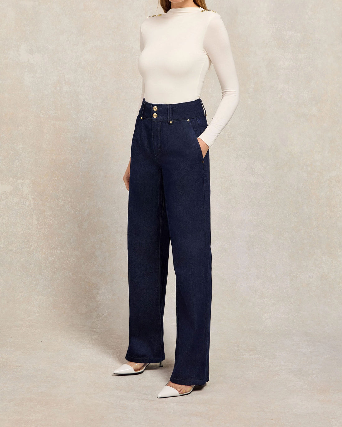 Tailored Wide Leg Jean - Deep Indigo