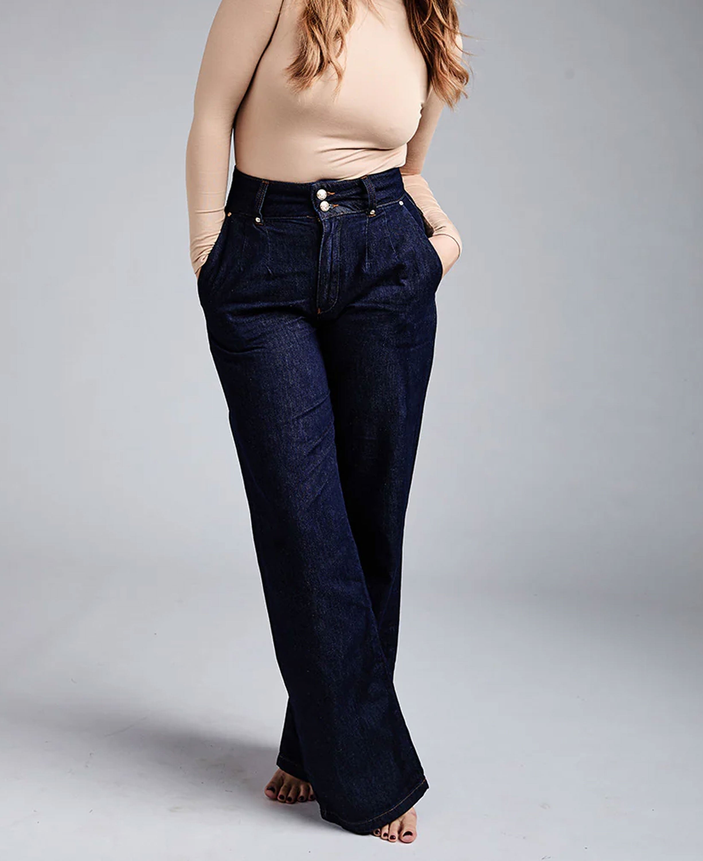 Tailored Wide Leg Jean - Deep Indigo