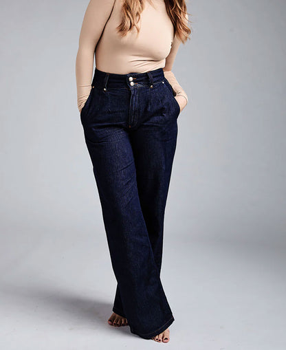 Tailored Wide Leg Jean - Deep Indigo