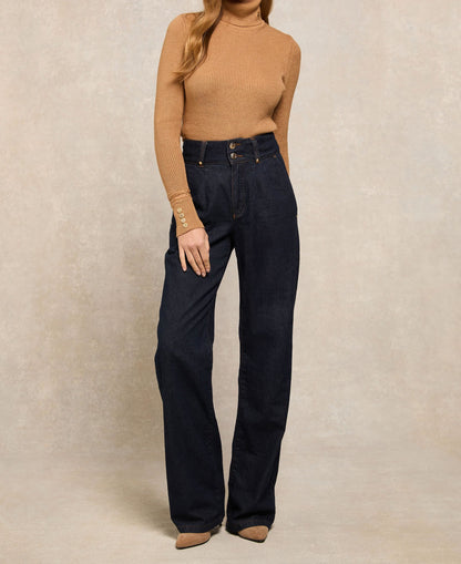 Tailored Wide Leg Jean - Deep Indigo