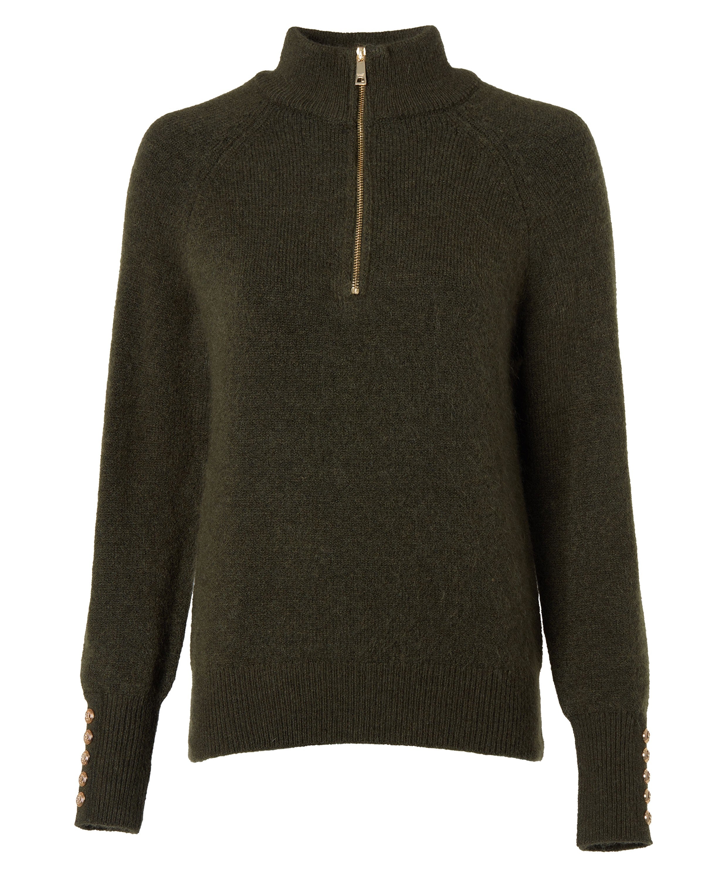 Tori Half Zip Knit - Forest Green