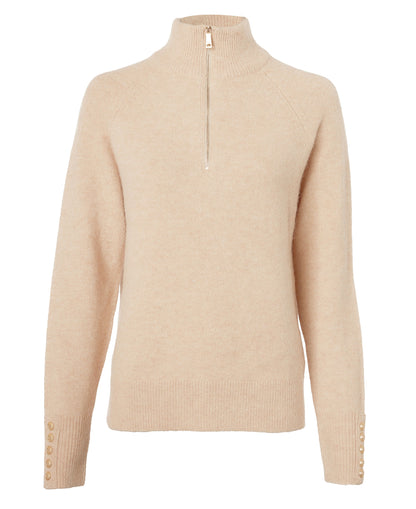 Tori Half Zip Knit - Light Camel