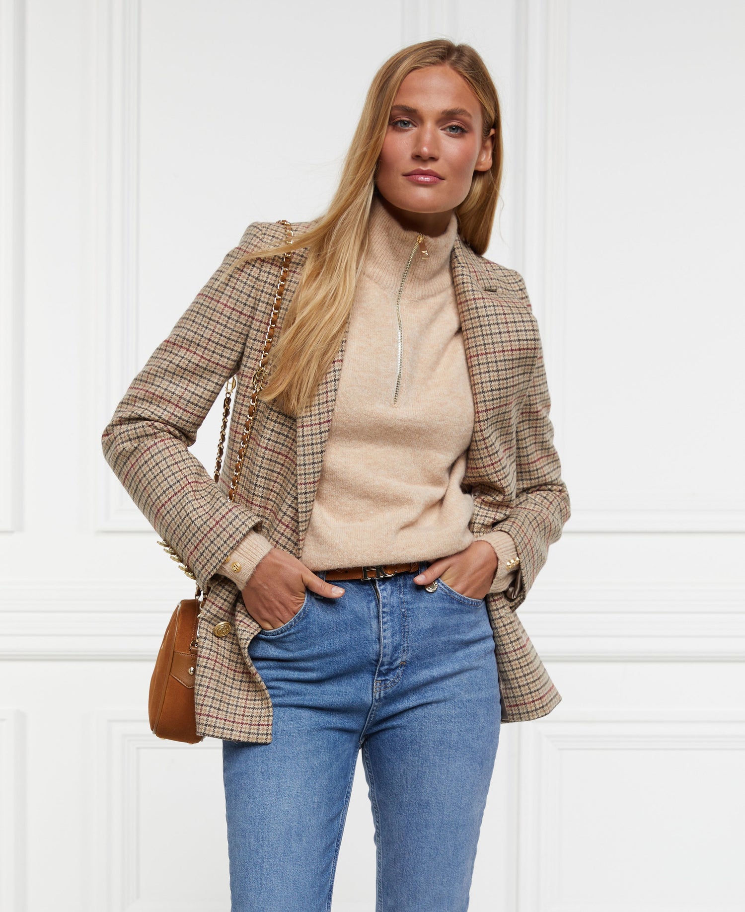 Tori Half Zip Knit - Light Camel