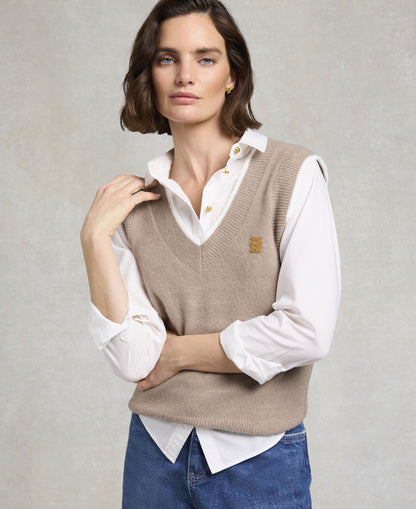 Cecilia Knitted V-Neck Tank - Porcini