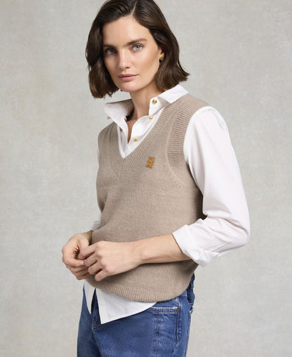 Cecilia Knitted V-Neck Tank - Porcini