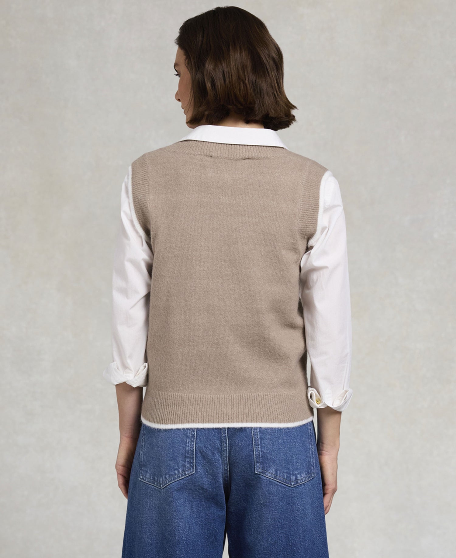 Cecilia Knitted V-Neck Tank - Porcini