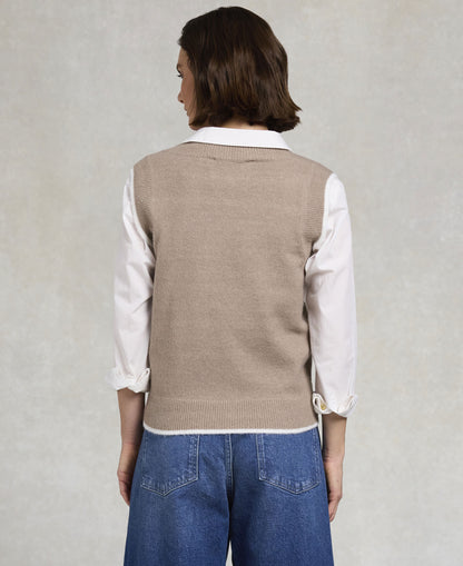 Cecilia Knitted V-Neck Tank - Porcini