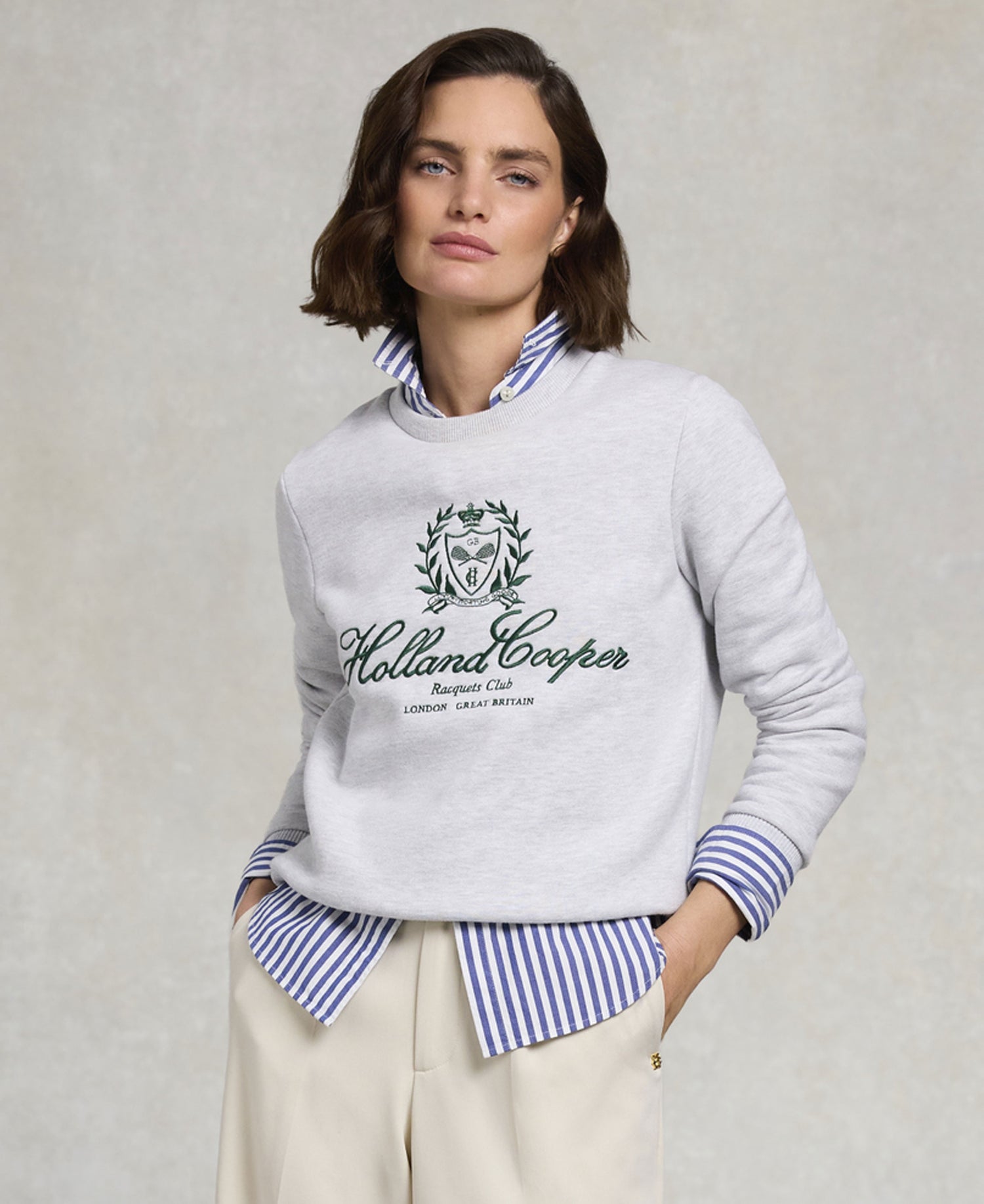 Collegiate Crew Neck Sweat - Ice Marl