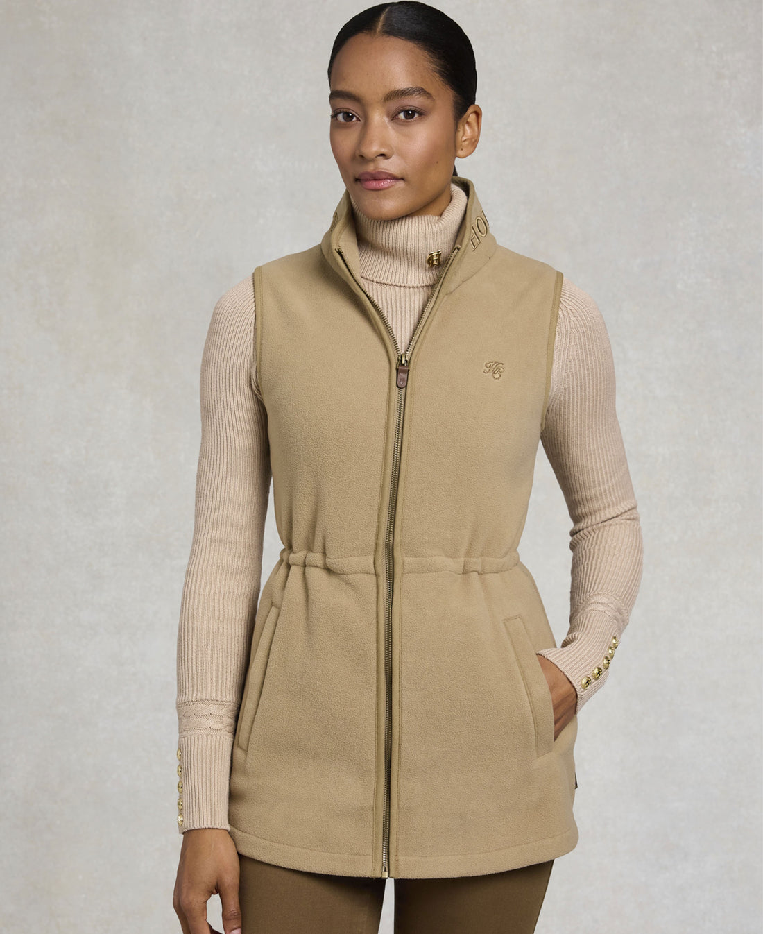Country Longline Fleece Gilet - Sand