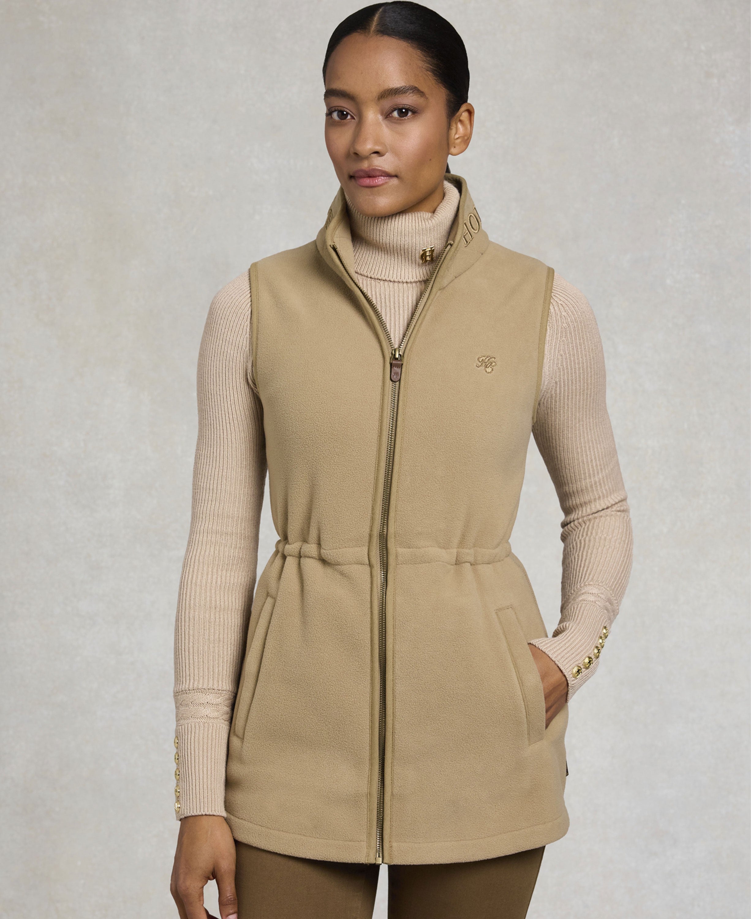 Country Longline Fleece Gilet - Sand