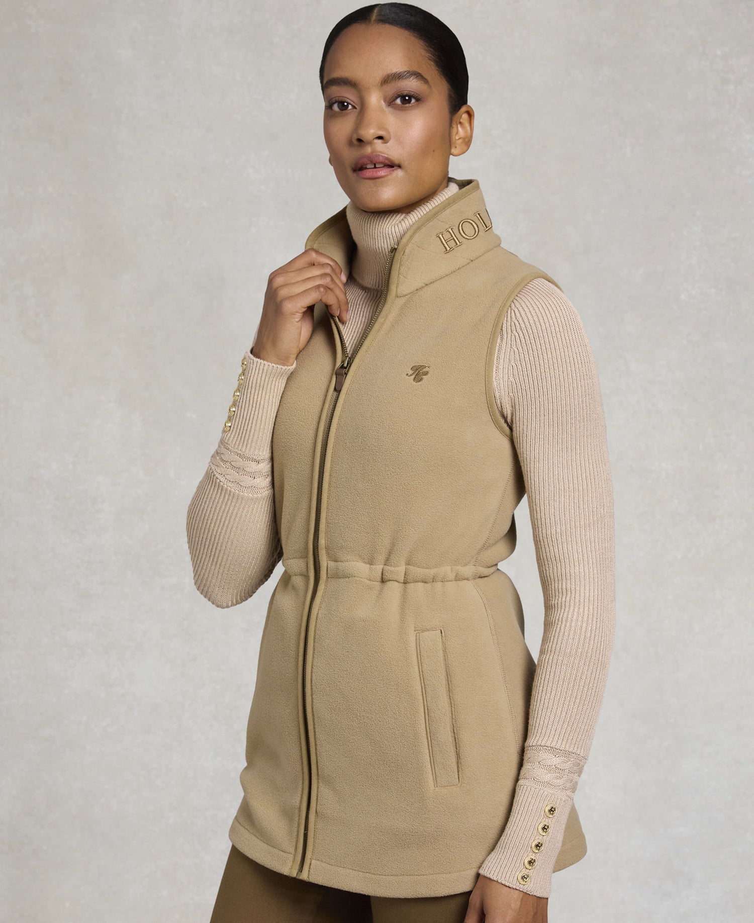 Country Longline Fleece Gilet - Sand