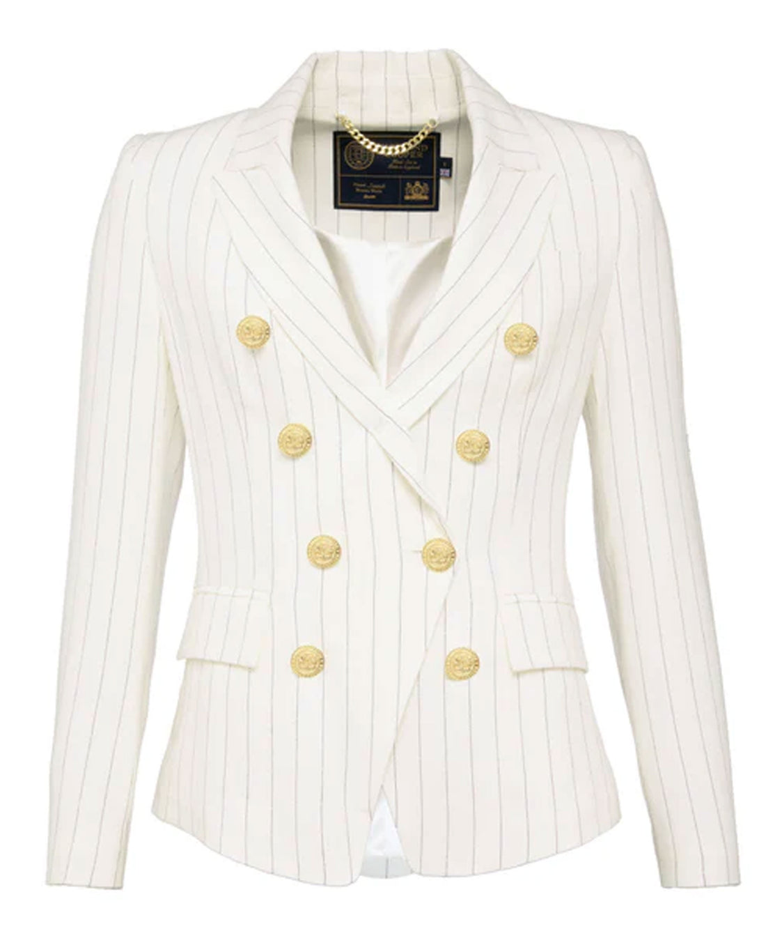 Knightsbridge Blazer Linen - Oyster Linen Pinstripe