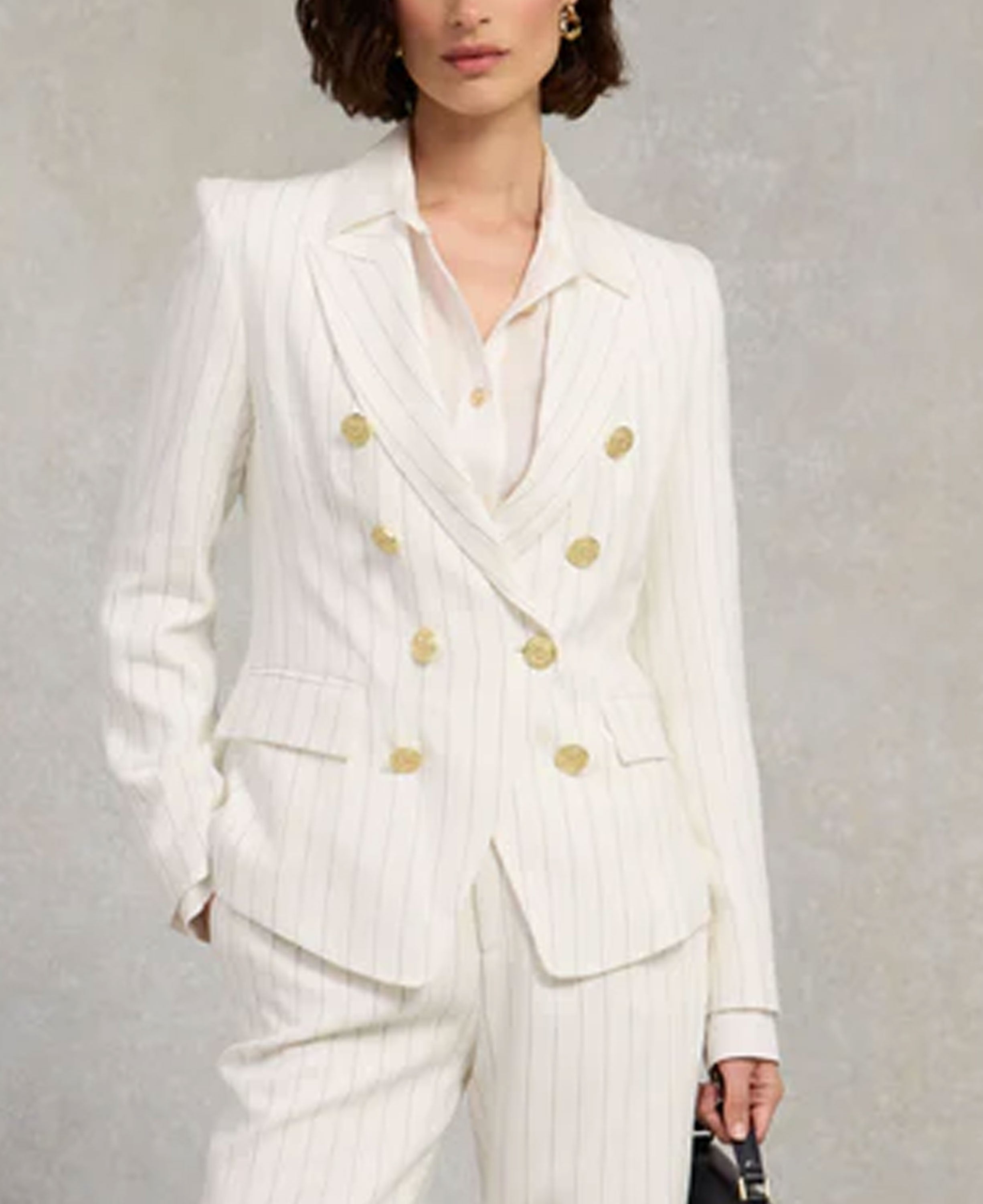 Knightsbridge Blazer Linen - Oyster Linen Pinstripe
